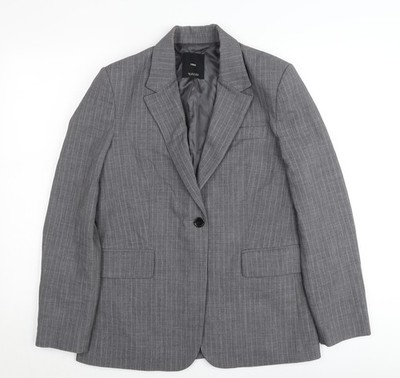 Mango Herren Blazer Sakko Grau Nadelstreifen Slim Fit M