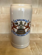 Gro&szlig;er Gerz Bierkrug Humpen Steinzeug "Hopfen und Malz Gott erhalt`s" 1 L