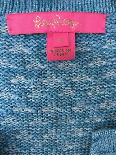 Lilly Pulitzer Women’s Kienna Cardigan Blue White Knit Pockets Button M  image 2