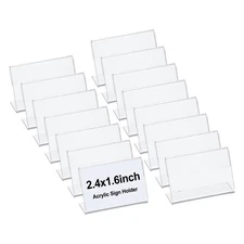 Acrylic Sign Holder, 2.4x1.6inch 15Pack l Shape Plastic Paper Display Stand