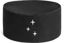 Midnight Beanie - Chef Hat, Black Cotton with Wicking Material, Adjustable Fit