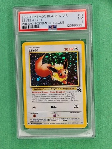 2000 Pokemon Black Star Promo-Pokemon LEAGUE EEVEE-HOLO PSA 7