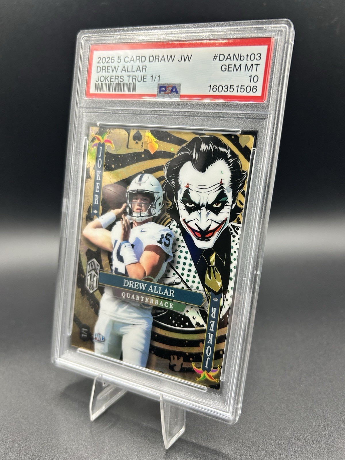 2025 5 Card Draw JW - Drew Allar True Joker 1/1 Rainbow PSA 10 - Steelers view 2