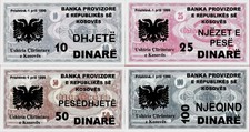 KOSOVO 10 25 50 100 500 1999 x 1 Set UNC Commemorative Provisional RARE BANKNOTE