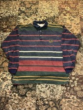 Vintage made in USA Structure Striped Denim Rugby Shirt Size M