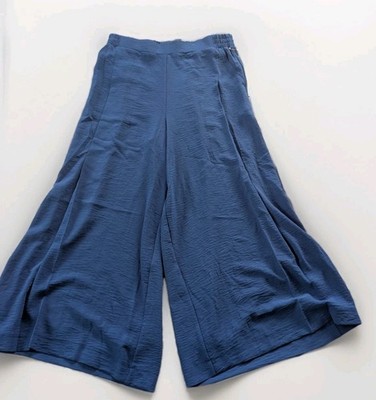 Clara Sun Woo Women's Navy Blue Pull On Wide Leg Pants Size Medium 