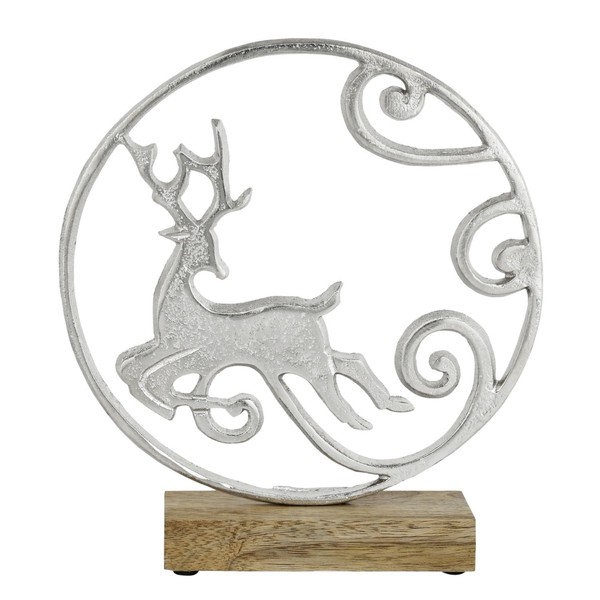 Weihnachtsdeko Renntier Aufsteller Fensterbankdeko Tischdeko Adventsdeko Silber-image