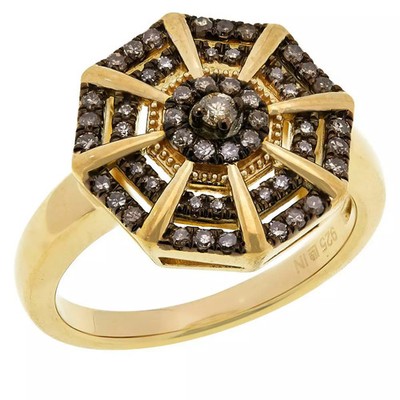 Colleen Lopez Sterling Silver Goldclad .33ctw Champagne Diamond Starburst Ring,