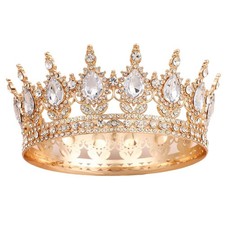 Gold Queen Crown for Women Crystal Rhinestone Wedding Crowns and Tiaras for W...