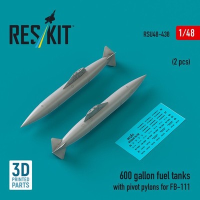 ResKit RSU48-0438 - 1:48 600 gallon fuel tanks with pivot pylons for FB-111 (2 p