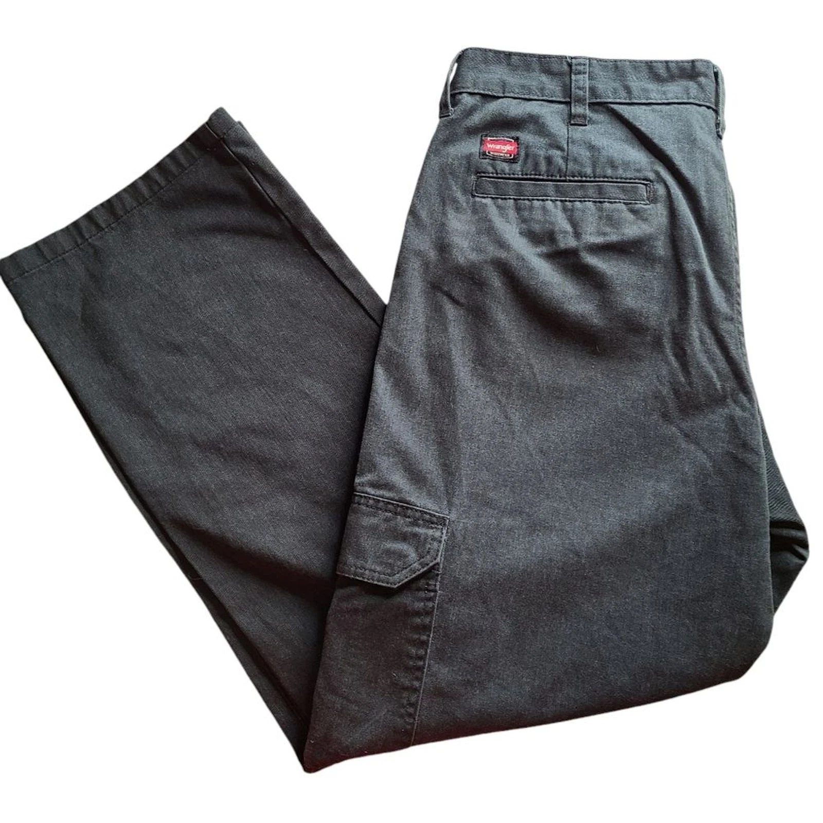 WRANGLER Workwear Mens Size 34 x 32 Faded Black Straight-Leg Cargo Utility Pants
