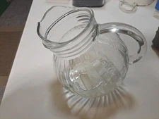 Vintage Ribbed Glass Lemonade Pitcher 🍋 Perfect for Parties & Sun-Soaked Sips