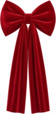 Large Red Velvet Ribbon Bow Christmas Tree Decorations,12x24in Xmas Ornament for