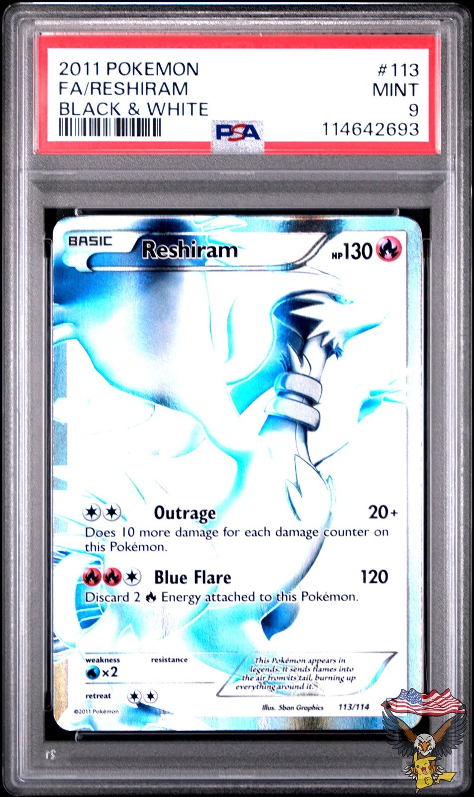 Reshiram 113/114 Black & White Pokemon PSA 9