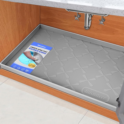 25'' X 22'' under Sink Mat Waterproof, Silicone Mat Kitchen Drawer Shelf and Cabin