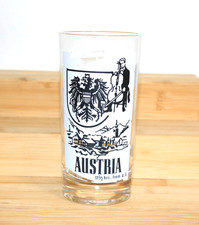 Vintage Pan Am airlines Glass AUSTRIA 5.5" tall; bright clean graphics