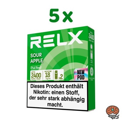 RELX POD REAL Sour Apple 18mg/ml Nikotin 5x 2 Pods