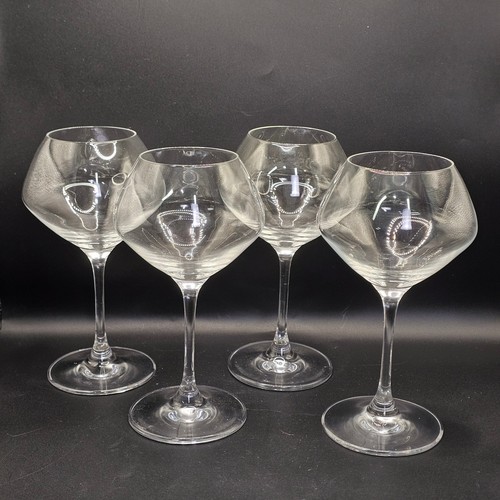 Set of 4 Vintage Clear Balloon Bowl Stemmed Wine Cocktail Glasses Barware