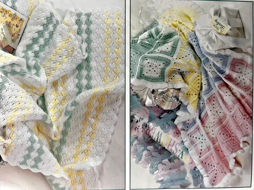 Snuggle-Up Baby Afghans Crochet Patterns Book Basketweave Shell Fisherman Ripple - Picture 5 of 16