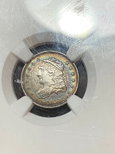 NGC AU55 1835 CAPPED BUST HALF DIME BEAUTIFUL COLOR AMAZING TYPE COIN WOW NICE