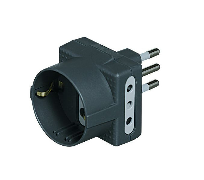 BTICINO S3610G CST ADATTATORE TRIS 1 SCHUKO 2 PRESE 10A ANTRACITE