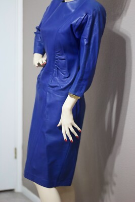 Vintage 80s MM Cohn Genuine Leather Royal Blue Dress Size S/M | eBay Vintage 80s MM Cohn Genuine Leather Royal Blue Dress Size S/M | eBay
