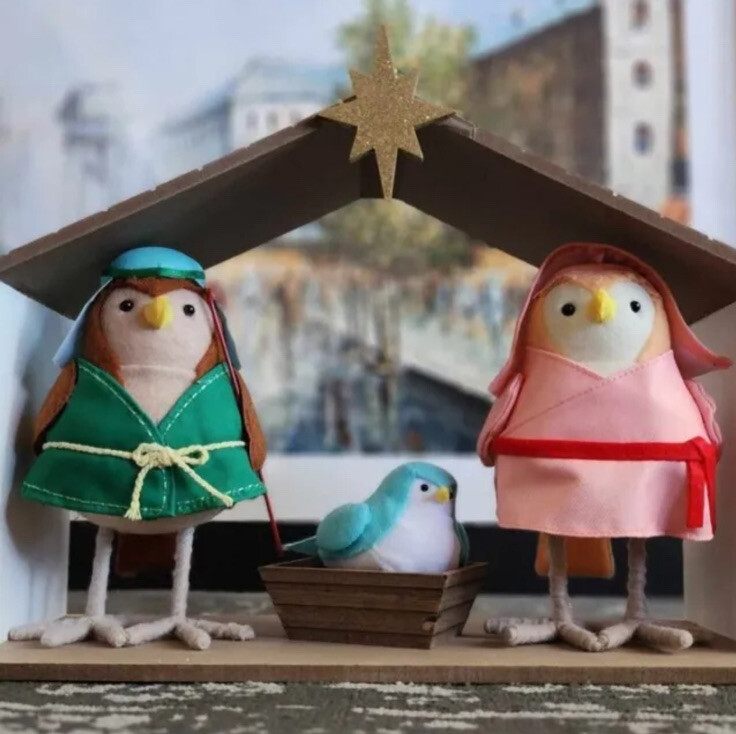 Target 4pc Featherly Friends Fabric Bird Nativity Scene