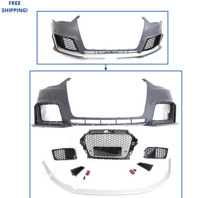RS3 style front bumper cover grille spoiler conversion kit for 2014- 2016 A3 S3