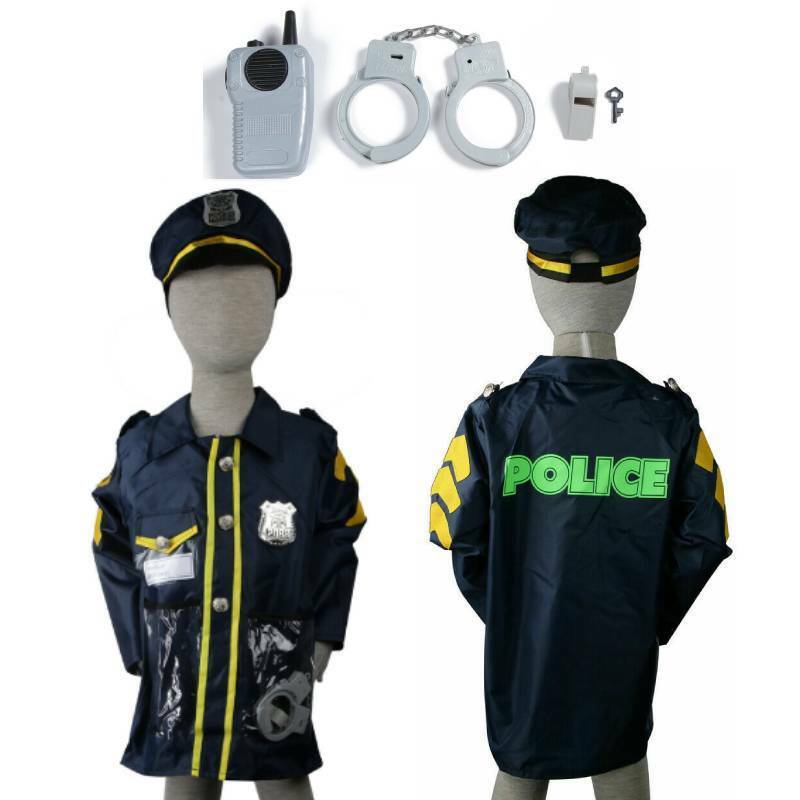 Boy Girl Costume Police Role Play Fancy Dress Up Uniform Set for