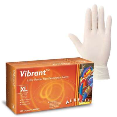 Aurelia Vibrant Latex Gloves: LARGE, CASE of 10x100/Bx. Powder-Free