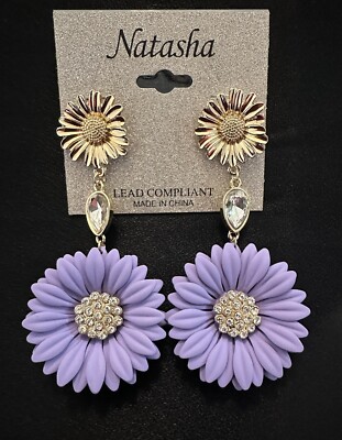 Natasha  Dazy Flower Drop Earrings/ lilac