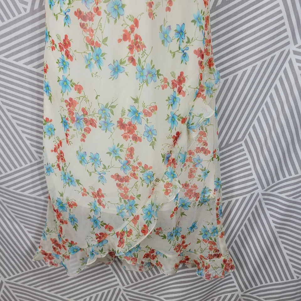 Vintage Slip Dress size 6/8 Floral Cottagecore alt Midi Ruffle Event Yellow - Image 4 of 4