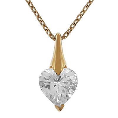 Pendentif Femme Cœur Plaqué Or Et Zirconium – Chaîne En Option, Neuf