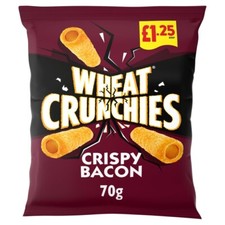 Wheat Crunchies Crispy Bacon Flavour Wheaty Tubes 70g - 16 X 70g - FREE P&P
