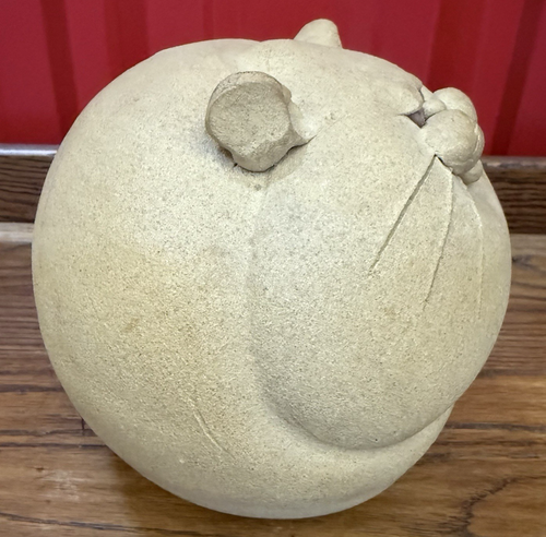 Handarbeit 70er Steinzeug dicke Katze Sparschwein Korken Stopfen Kunst Studio Keramik Dekor - Bild 7 von 12
