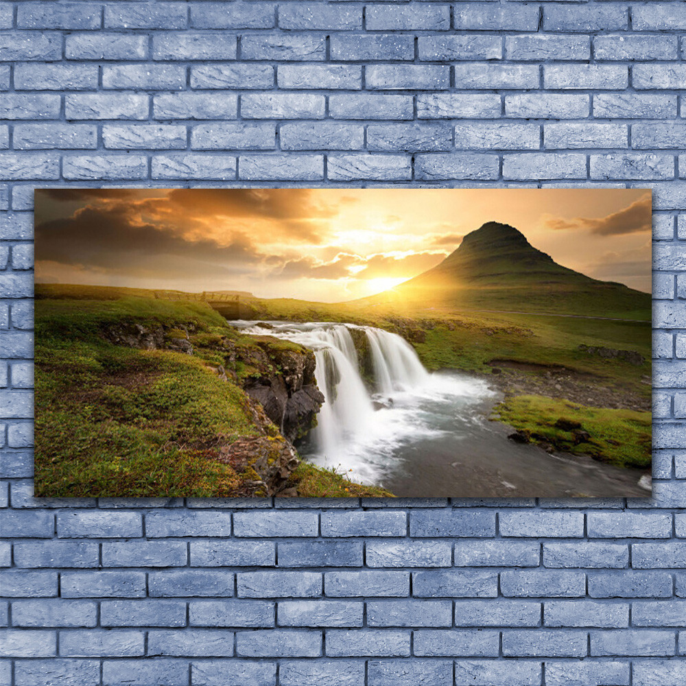 Image sur verre de sécurité 140x70 cm décor nature et cascade alpine