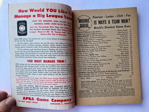 Vintage Oct-Nov 1958 Baseball Digest Magazine World Series Thrills Willie Mays - Picture 2 of 8
