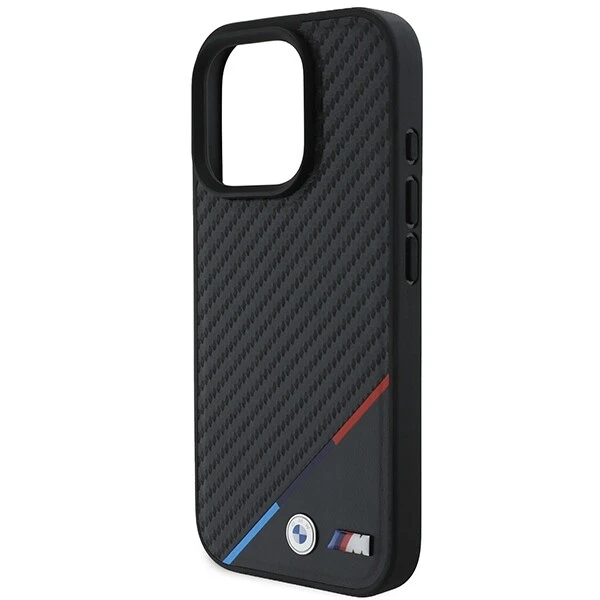 Phone Case iPhone 16 Pro BMW Tricolor Carbon Look Black MagSafe