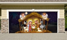 Christmas Nativity Scene Garage Door Cover Color Door Banner Billboard 7' x 16'