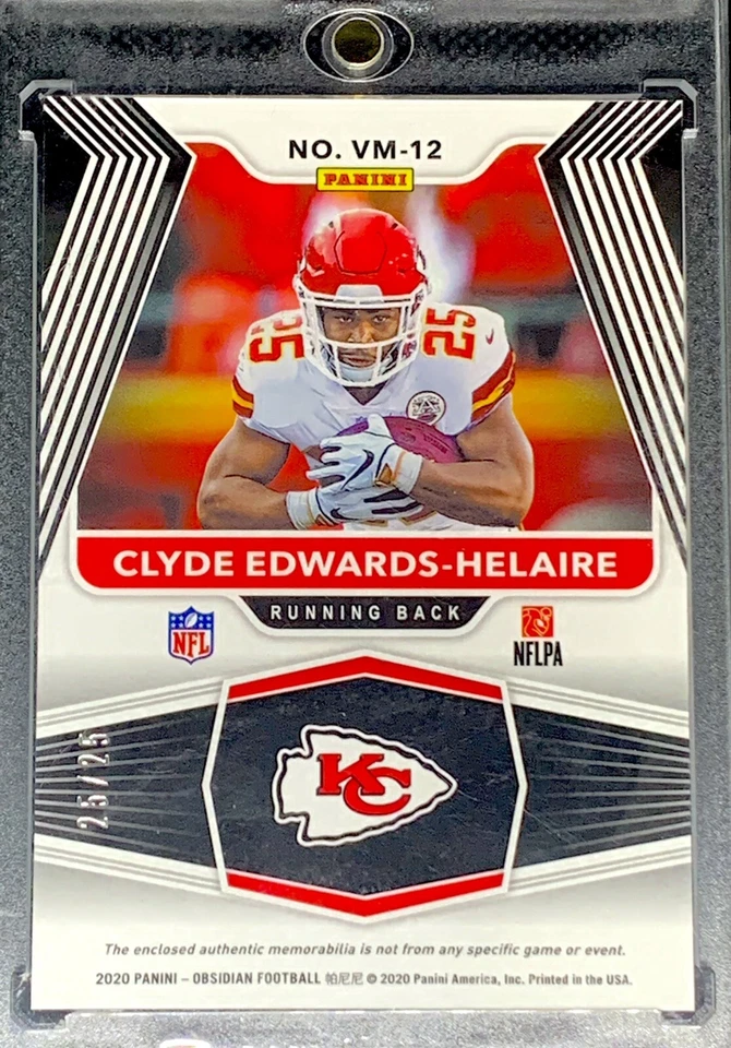 CLYDE EDWARDS-HELAIRE 2021 OBSIDIAN ROOKIE PATCH DUAL JERSEY MATCH #25/25 1/1 RC - Image 3 of 4
