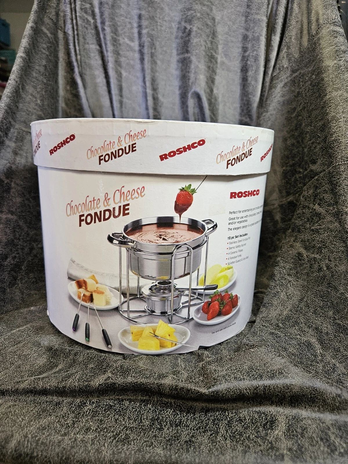 Chocolate & Cheese Lovers Fondue Set Stainless Entertaining Still In Box ROSHCO