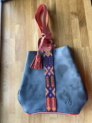 Cristina Orozco Backpack, Leather with Embroidery Details  display picture 3