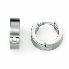 Great New Unisex Silver Stainless Steel 13mm  4mm Huggie Hoop Earrings