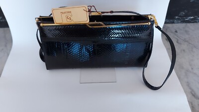 Schwarze Python Handtasche mit abnehmbarem Schultergurt. Neu mit Etikett. Marke Ennegi