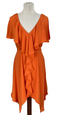 Manoukian Kleid Sommer Damen Orange Gr. 8 S Ärmellos Asymmetrisch Rückenfrei