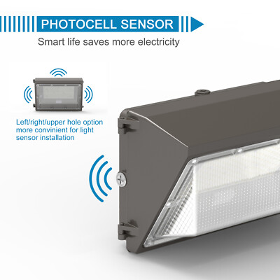 LED Wall Pack Light 120W 5000K with Dusk-to-Dawn photocell 15000lm WallPack Lamp