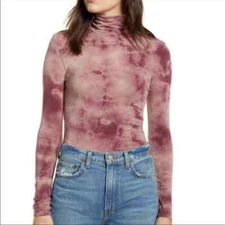 Treasure & Bond Pink Tie Dye Turtleneck-xs