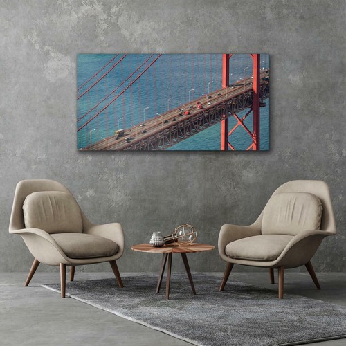Glasbilder Wandbild Deko Bild XL Wand Kunst 120x60 Rote Brücke in Lissabon - Bild 2 von 7