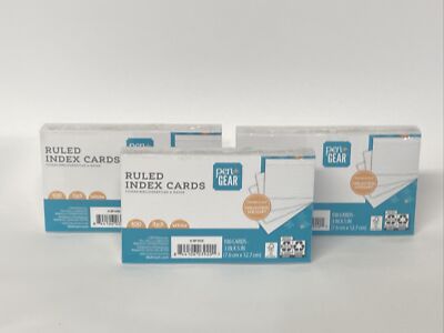 Pen+Gear Ruled Index Cards 100 Count 3X5'' White Lined Set Of 3= 300 Count New