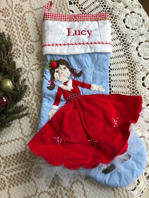 Pottery Barn Kids Christmas Stocking Girl In Red Velvet Dress